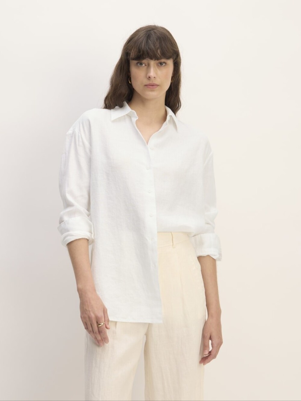Everlane Shirt Womens Linen White Button Up Long Sleeve Oversized